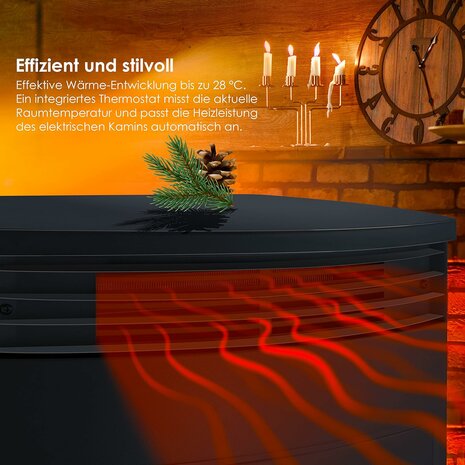 Kesser Prio XL zwart elektrische sfeerhaard Wifi - 950/1900 W - 75 m3