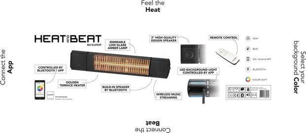 Eurom Heat and Beat grijs elektrische terrasverwarming