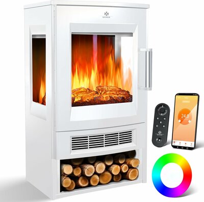 Kesser Kamin wit elektrische sfeerhaard Wifi - 900/1800 W - 75 m3